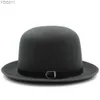 Szerokie brzegowe czapki wiadra męskie męskie owalne wełniane wełniane do kręgli fedora trilby derby sunhat podróżne impreza na zewnątrz UK L US 7 3/8 yq240403