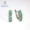 Pendientes TBJ Zambia Natural Emerald Pequeño Parrito Oval 3*5 mm 3ct Gemstone Natural Natural Joyería 925 Sterling Silver for Women