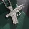 Pendant Necklaces Bling Iced Out Pistol Pendant Submachine Gun Necklace Men Personality Hip Hop Rock Punk Cool Street Party Jewelry Gift