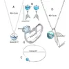 Collana Orecchini Set Romantico Sirena Orecchini Bracciale Anello Ciondolo a coda di pesce di bellezza blu del mare