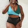 Swimwaies pour femmes Plus taille de couleur Bloc de dos cravate de maillot de bain nœud de maillot de bain Bikini