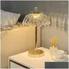 Bordslampor Crystal Lamp Modern Decora Art Metal Base Touch Dimning Inomhusbelysning tjej sovrum ljus fixtur hem dekor lyx droppe dhpqh