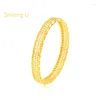 Bangle Shining U Chinese Style Dust-Out Gold Kolor for Women Fashion Jewelry Gift