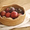 2024 Round Rattan Storage Storage Basket Fruit Bread Food Kitchen المنزل ديكور المنظم المطبخ أدوات الطاولة