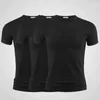 T-shirts pour hommes Tops Tees Mens T-shirt pure couleur v / o col court à manches courtes 3 pcs t-shirts t-shirts noirs