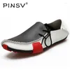 Buty do chodzenia pinsv men sapatilhas chaussure slip-on wiadomość zapatillas skórzany zespół sapatos masculino