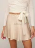 Urban Sexy Dresses Summer Lace- Bow Tie Satin Mini Skirt Women Casual Solid Color High Waist Slim Skirts 2024 Fashion A-line Short Black Skirts 240403