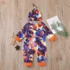 Setar baby pojke kit nyfödda barn spädbarn baby pojkar flickor lång ärm slips färgämne lapptäcke romper jumpsuit med hatt kläder set 7t s set