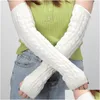 Elbow & Knee Pads Women Knit Long Fingerless Gloves Fashion Arm Wrist Sleeve Hand Warmer Girls Casual Half Black Over Punk Gothic Drop Dhjzw