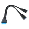 USB 3.0 20pin hane till kvinnlig förlängning Adapter splitterkabel, vinklad 90 graders USB3.0 19Pin Connector Plug Extender moderkort