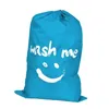 2024 Smile Shape Nylon Laundry Bag Wash Me Travel Storage Pouch Machine Washable Dirty Clothes Organizer Wash Drawstring Bag for laundry bag