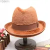 Szerokie brzegowe czapki wiadra pluszowa wieprzowa czapka pieprzowa dla mężczyzn Fedora unisex dżentelmen okrągła rola grania akcesoria piórkowe derby kręgle zima nowa yq240403