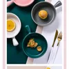 Nordische kreative Backpfanne mit Griff rund Backschale Ofen Keramik Mattglasiert gebackene Spaghetti -Tellerfruchtplatte
