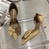 Kleiderschuhe 2023 Neue gemischte Farben Bogen High Heels Frauen Zweitbeule dünne Pumpe Spitzzelle elegant auf Party H240403