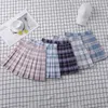 Urban sexy jurken plaid rok geplooide high taill dames zomer a-line Korean College Style School Girls eam dans kleding mini korte rok 240403