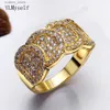 Cluster anneaux Top Gold Ring AAA CUBIC Zirconia Luxury Copper Jewelry Fashion Accessoires L240402