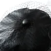 Berets Frühlings- und Sommer Neue schwarze Pu Lace -Schleier -Zeitungsjunge FMale Flat Top Black Mesh Brief mehrere Styles Mode Hüte