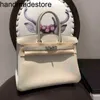 Genuine Leather Bk Designer Handbag Platinum Bag Women 2024 New Bag Women Leather Portable Lychee Pattern High-end First Layer Togo Cowhide Womens Bag Large