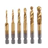 1pc Hex Shank HSS -Schraubengewinde -Tap -Bohrer Bits Titan -Scheibenmaschine Verbund TAP M3 M4 M5 M6 M8 M10 Handwerkzeuge