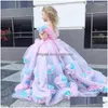 Girl'S Dresses Girl 2022 Floral Ball Gown Flower Ruffle Combined Colorf Hand Made Pageant Gowns Custom First Communi Drop Delivery Bab Dhqny