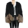 Kvinnors västar Style Natural Raccoon Jacket Kvinnlig stickad äkta päls w Hit Color Round Neck Warm CCA Donna i Pelle Vera Drop Delive Dhxys