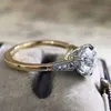 2pcs Eheringe Huitan Deckte runde kubische Zirkonia -Ringe für Frauen Hochzeit Verlobungsring elegantes Accessoires Neue Trendy Two Tone Schmuck