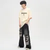 Heren gescheurd zwarte jeans Harajuku wide been broek denim baggy y2k vracht streetwear koean stijl kleding gothic 240323