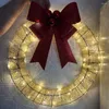 Fiori decorativi 2024 Ghirlanda di ghirlanda natalizia ghirlanda luminosa con grande bowknot Luci calde porte per casa