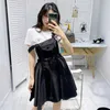 Basic & Casual Dresses designer P family's triangle logo high-end sense suspender black dress for women's summer new high waisted slimming temperament mid length skirt