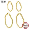 Boucles d'oreilles Hoop s'steel 925 Cercles géométriques argentés boucles oreille Huggie pour femmes Gift Minimaliste Engagement de luxe