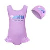 One-Pieces Kids Swimwear Girls Trapstar Swimsuits Toddler Children Bikini Summer Letter Printed Beach Pool Bathing Suits Youth Boys Baby Swimming Cap J9Ku#