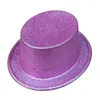 Berets Sparkling Glitter Powder Top Hat Wide Brim Fedora для любителей вечеринок