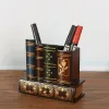 Wood Vintage Pen Container Retro nostalgische penhouder Fake Book Penhouder European Style Pen Container voor kantoor slaapzaal thuis