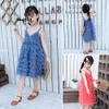 Mädchen 2024 Sommer neuer Schlingrock Fluffy Cake Little Girl's Western Style Korean Prinzessin Kleid