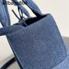 Handtas Bottegvenetass Mini Arco Handtas met breedte van 25 cm denim Tote Tas schouder Crossbody Bags