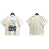 Tik Tok Influenceur Same Designer Brand Pure Cotton Rhude Summer New Mens American Fashion Brand Oversize Coconut Racing Letter T-shirt Trendy