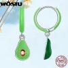 Boucles d'oreilles WOSTU 925 argent Sterling vert avocat boucles d'oreilles pour les femmes été plage vacances bijoux fruits balancent crochet Plata pendientes