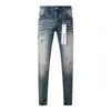 Damesbroek Paars Merk Jeans Mode Hoge kwaliteit Street Distressed Blue Modieuze reparatie Laagbouw Strakke denim