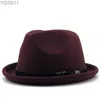 Широкие шляпы с руками ведро простая мужская шляпа федора для джентльменов зимой и осенью.Церковь закатывает Brimhomb Dad Jazz YQ240403