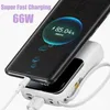 Mobiltelefon Power Banks Mini Power Bank 66W 20000MAH Super Fast Charging Extern Mobile Battery Camping Charger för iPhone Samsung Huawei PowerBank New 2443