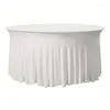 Pano de mesa 1 PC Ruffled Round Toalha de mesa Spandex cobre saia elástica para decorações de eventos de aniversário de casamento