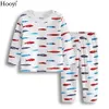 Hooyi Green Trucks Baby Boys Pyjamas kläder Set Children Sleep Set Sleepwear 100% Cotton Cartoon Bebe Clothing Nightgown 240325