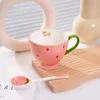 Mugs Girl's Heart Cup Ceramic Mug With Spoon High-temperature High-value Large-capacity Coffee Office Female