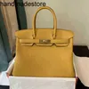 Genuine Leather Bk Designer Handbag Platinum Bag Women 2024 New Bag Women Leather Portable Lychee Pattern High-end First Layer Togo Cowhide Womens Bag Large