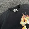 Men's T-Shirts Vintage Series Round Neck Oversized T Shirt American Style Hip Hop Flame Man Print High Street Casual Men Women 1 1 Fashion Tops J240402