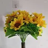 Decoratieve bloemen kunstmatige zijde realistische zonnebloemen boeket lange stengel voor huis bruiloft feestdecoraties nepbloem b03d