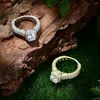 Cluster Rings Zhenchengda S925 Silver Plated PT950 Platinum Diamond Ring Set With 7mm High Carbon DiamondSmall And Versatile High-quality