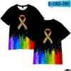 Męskie koszulki męskie koszulki LGBT Rainbow 3D Koszulka z krótkim rękawem Mężczyźni i kobiety LGBTQ Odzież Casual Fashion Print Tops Drop dhaya