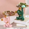 NORTHEUINS Resin Bear Empty Pocket House Entry Decoration Tray Keys Receiver Storage Figurines for Interior Home Object Statues 240318