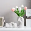 花瓶ドライフラワーズのための手形の花瓶飾りノルディッククリエイティブセラミックフラワーポットハウスボンサイ装飾ホームリビングルームの飾り